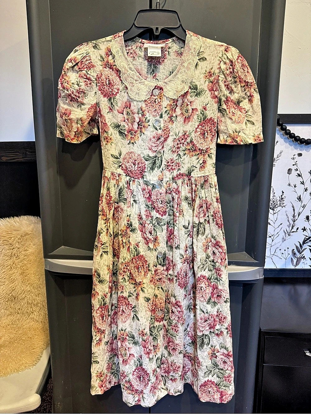 Girls Vintage 80s/90s bonnie jean Floral Midi Dress